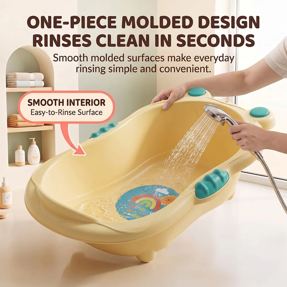 molded design Aqua Nest Baby Bathtub without leg without Wheel yellow green