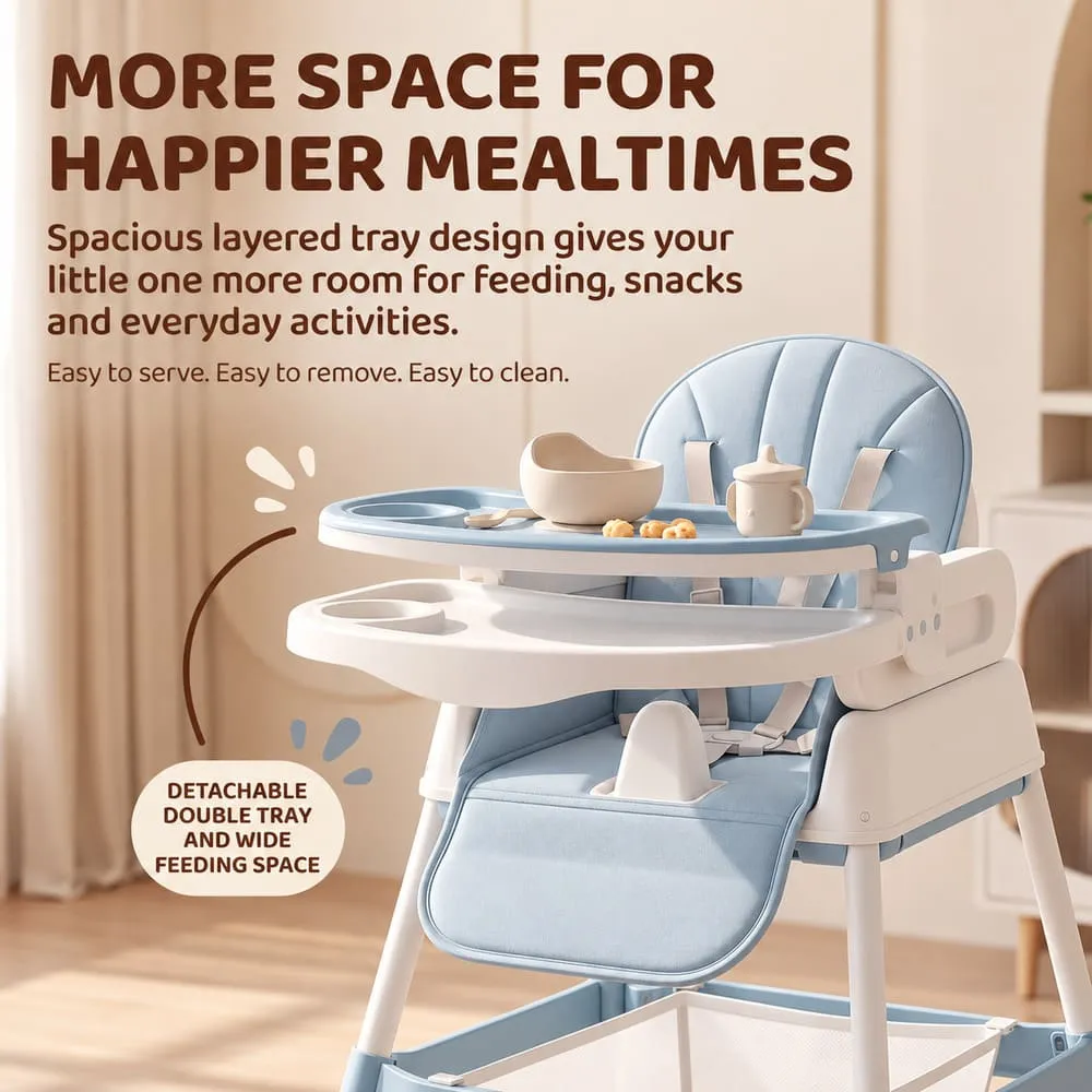 more space with StarDine Baby High Chair Blue
