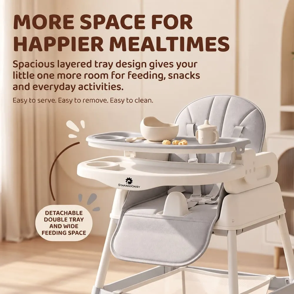 more space with StarDine Baby High Chair Grey