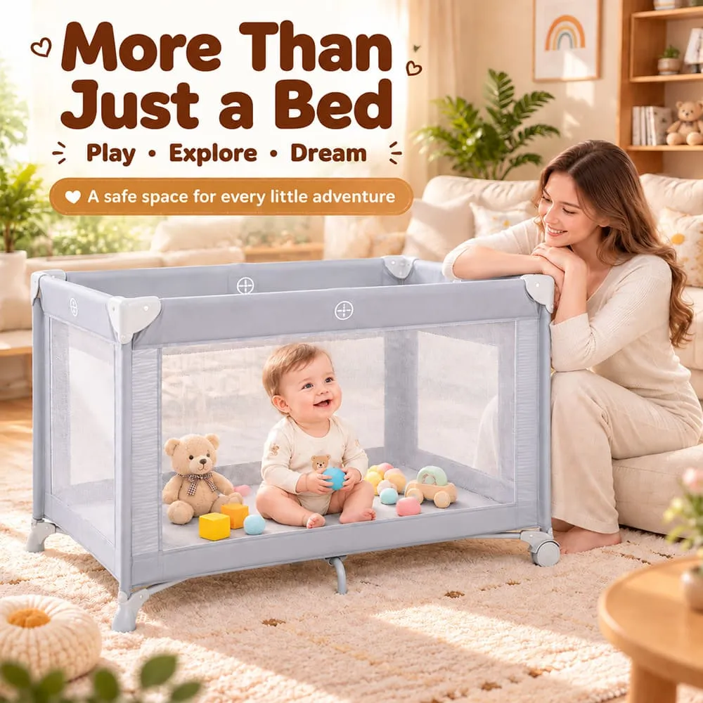 more than bed Baby Playpen Crib grey