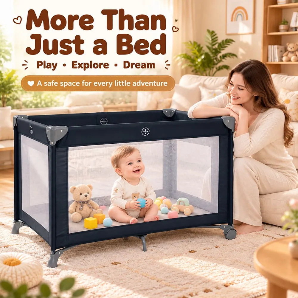 more than just a bed Baby Playpen Crib Blue