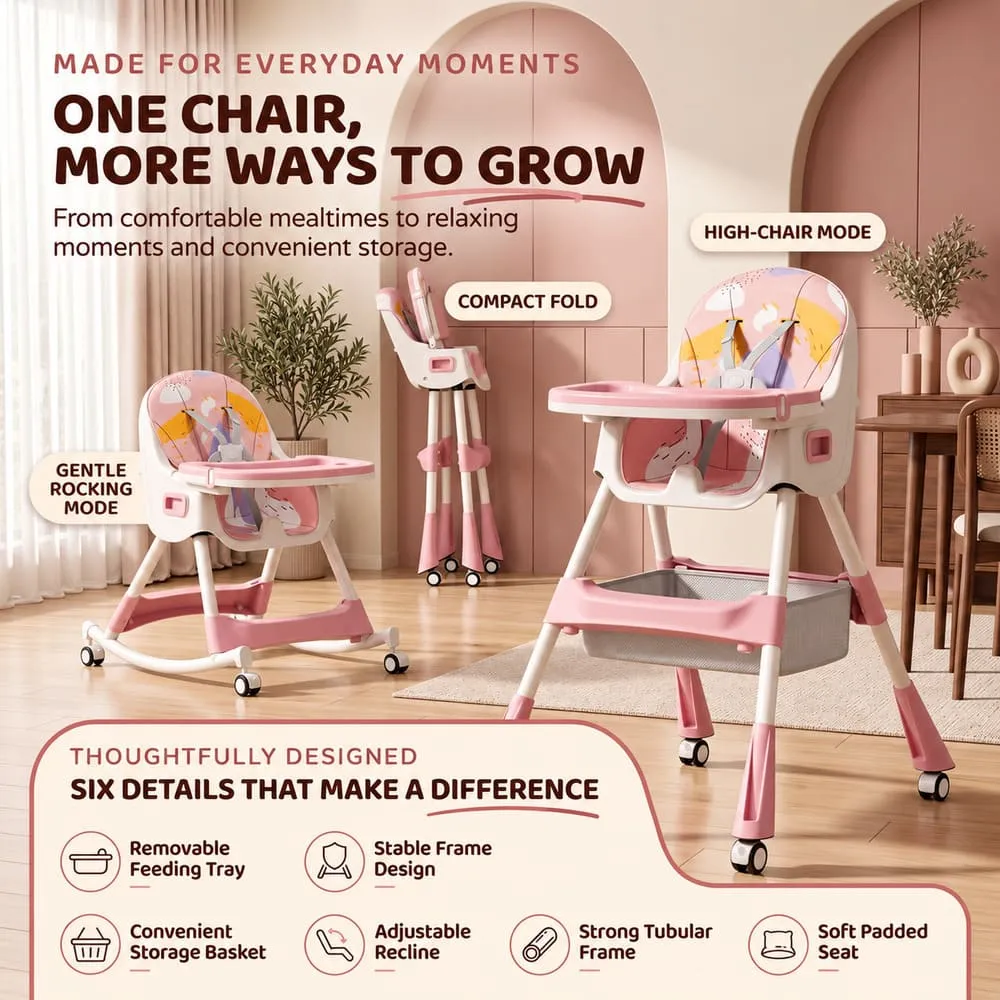 one chair more ways to grow Tiny taster baby high Chair pink