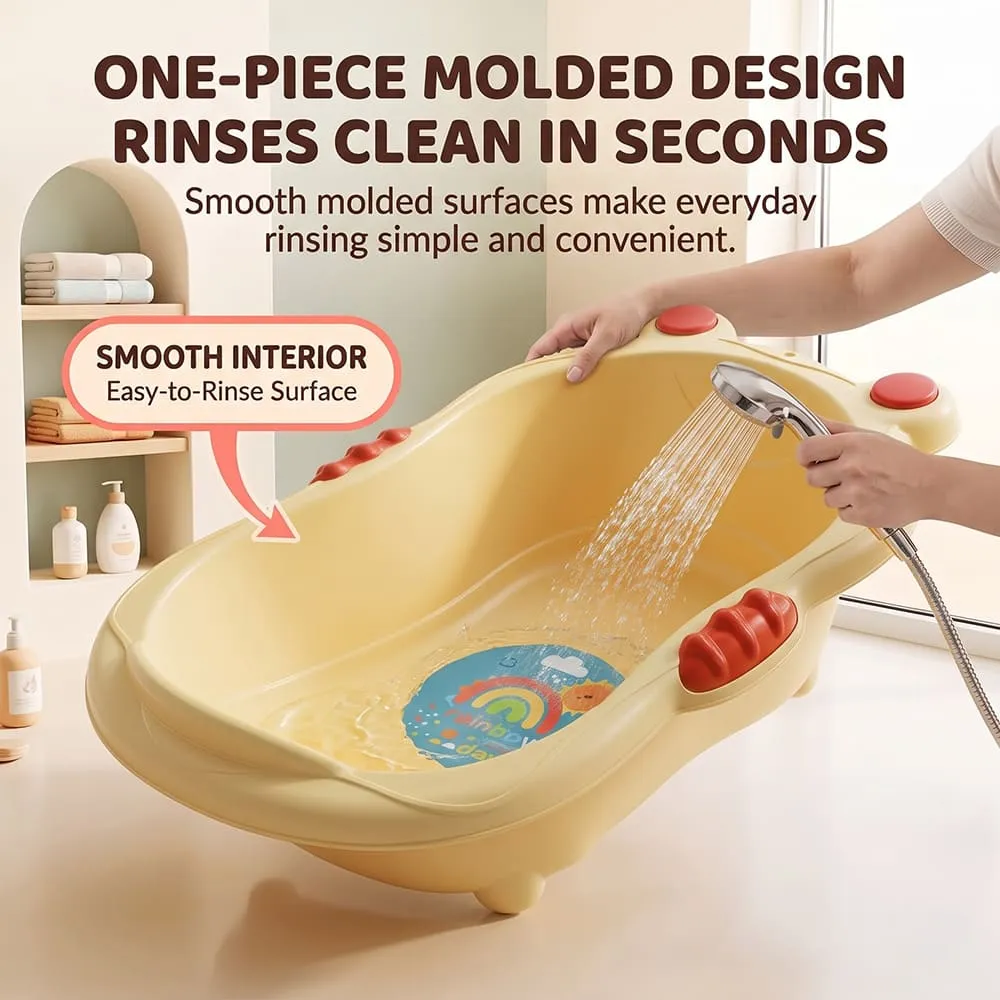 one piece Aqua Nest Baby Bathtub without leg without Wheel yellow red
