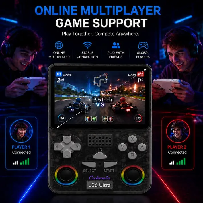 online multiplayer support Cubonic Xplore J36 Ultra Handheld Gaming Console