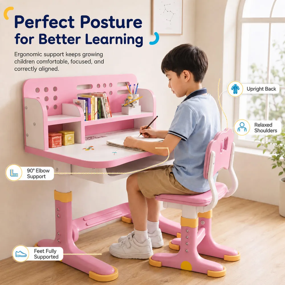 perfect posture 603 Kids Study Table pink