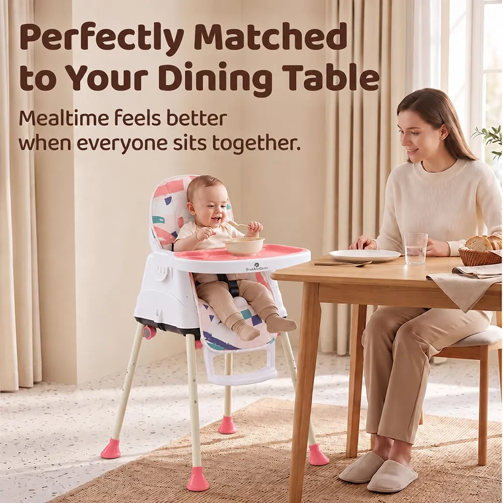 perfectly matched 4 in 1 High Chair printed pink