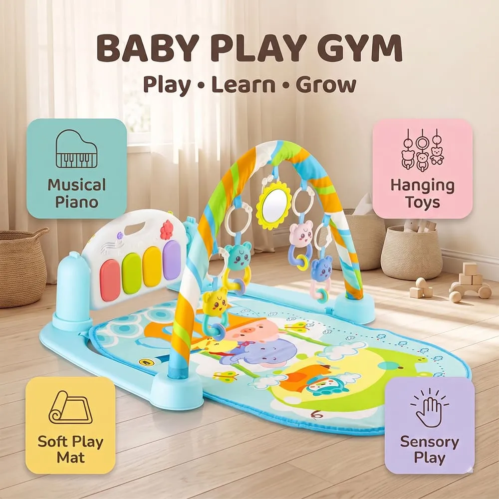 play learn with New Baby playgym blue