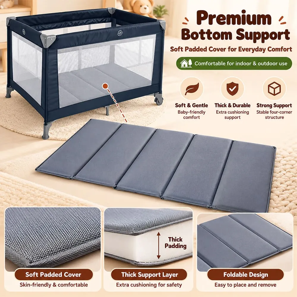 premium bottom support Baby Playpen Crib Blue