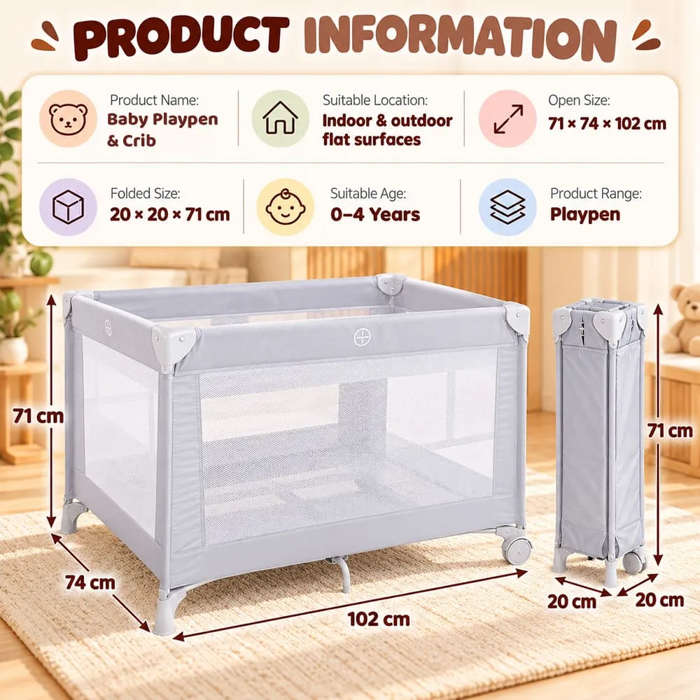 product information Baby Playpen Crib grey
