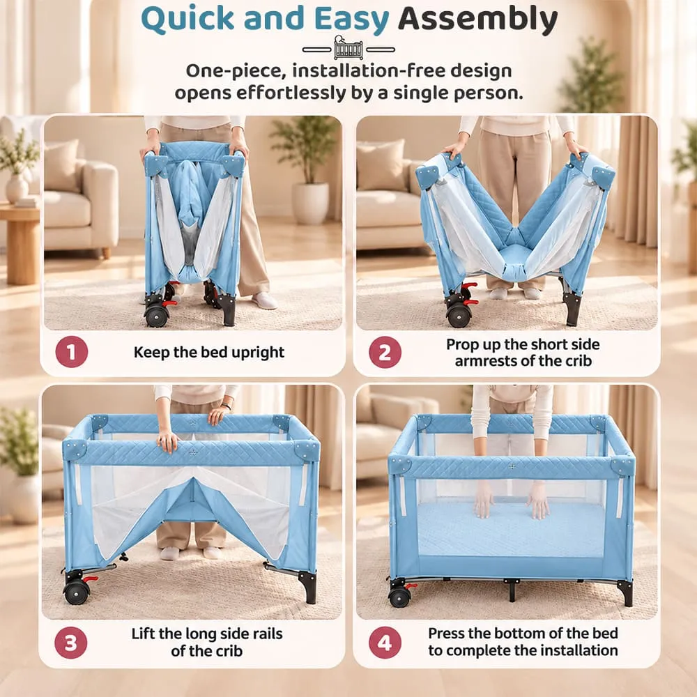 quick and easy assembly Cozycove Baby Crib Light Blue