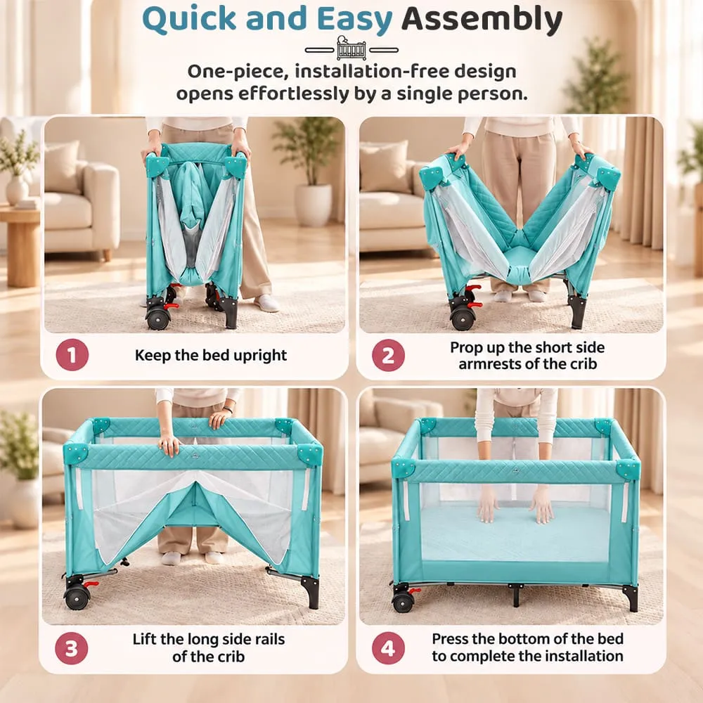 quick and easy assembly Cozycove Baby Crib Light green