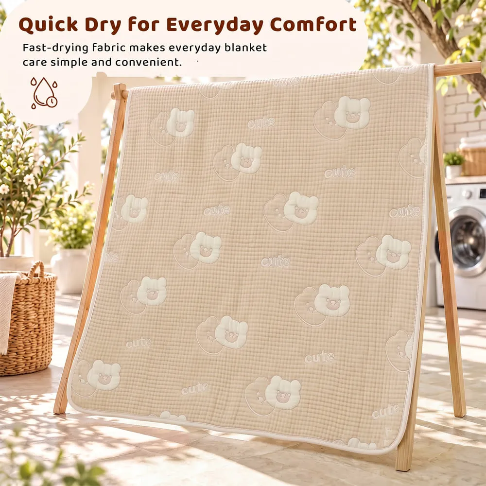 quick dry Muslin 6 layer blanket beige big teddy