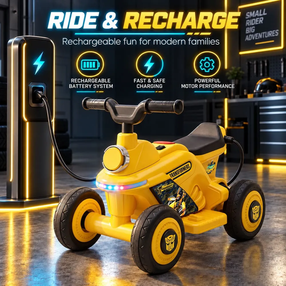 recharge and ride Electric ATV Kids Ride-on Bike yellow