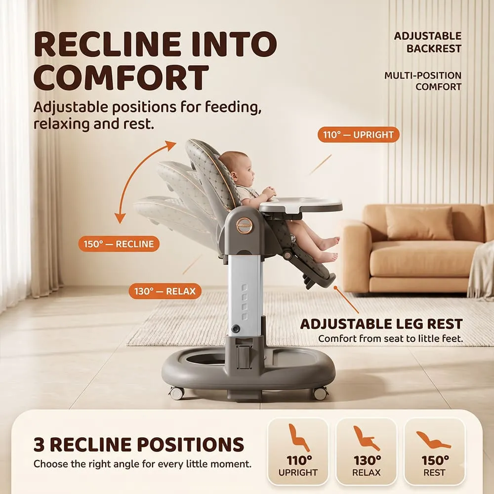 recline into comfort Tinytrek 3 in 1 Modular Baby High Chair Grey