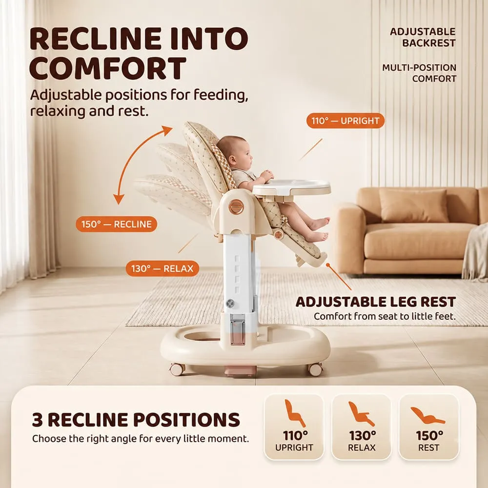 recline into comfort Tinytrek 3 in 1 Modular Baby High Chair Khaki