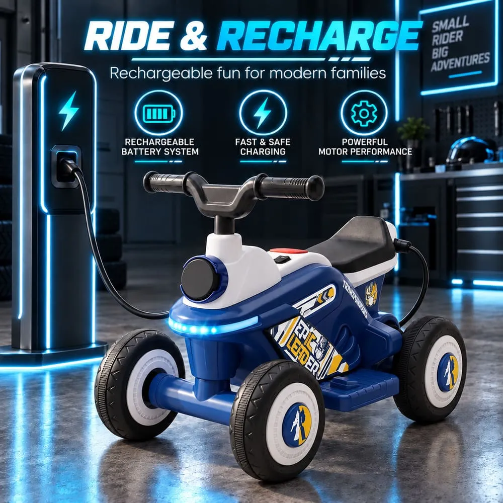 ride and recharge Electric ATV Kids Ride-on Bike blue