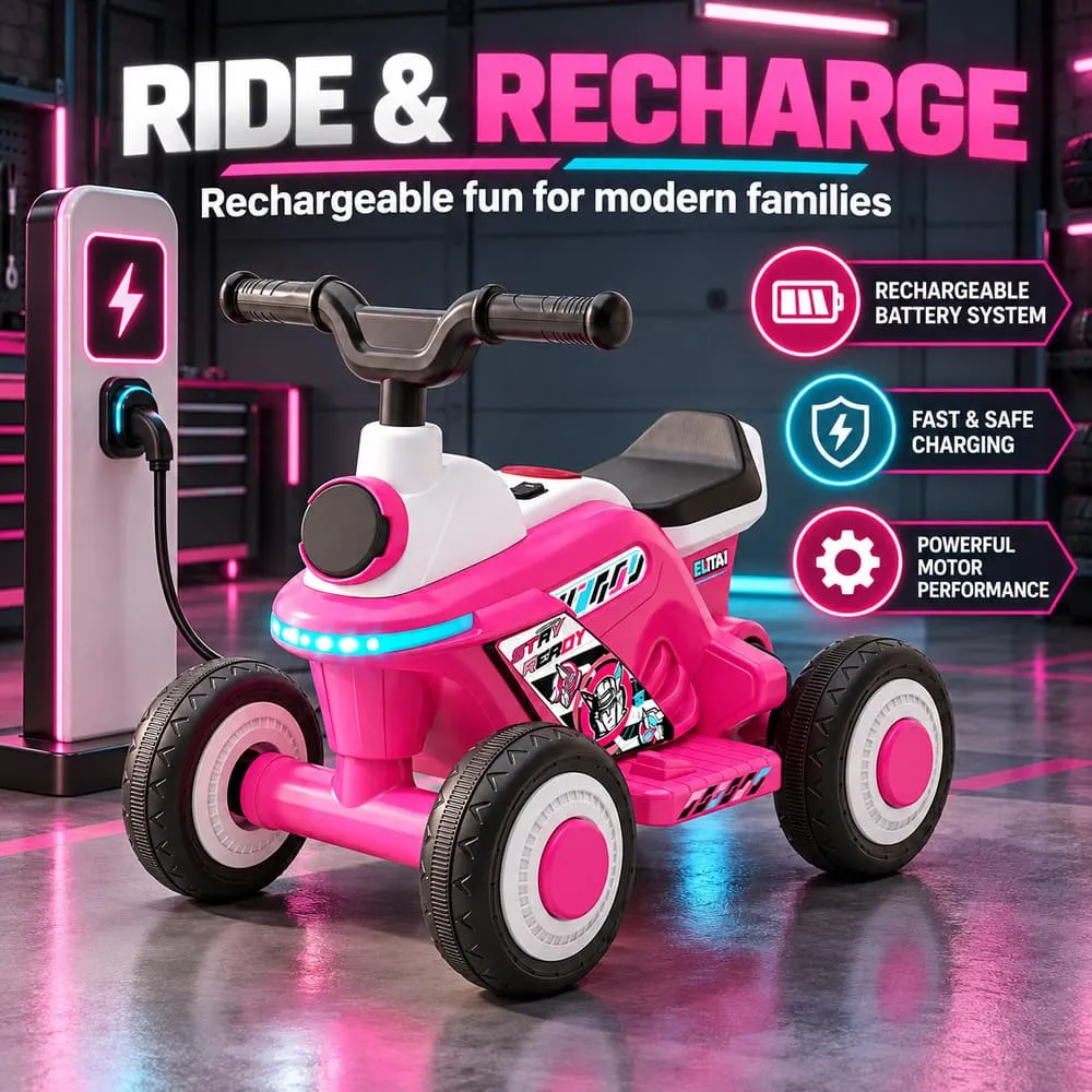 ride and recharge Electric ATV Kids Ride-on Bike pink
