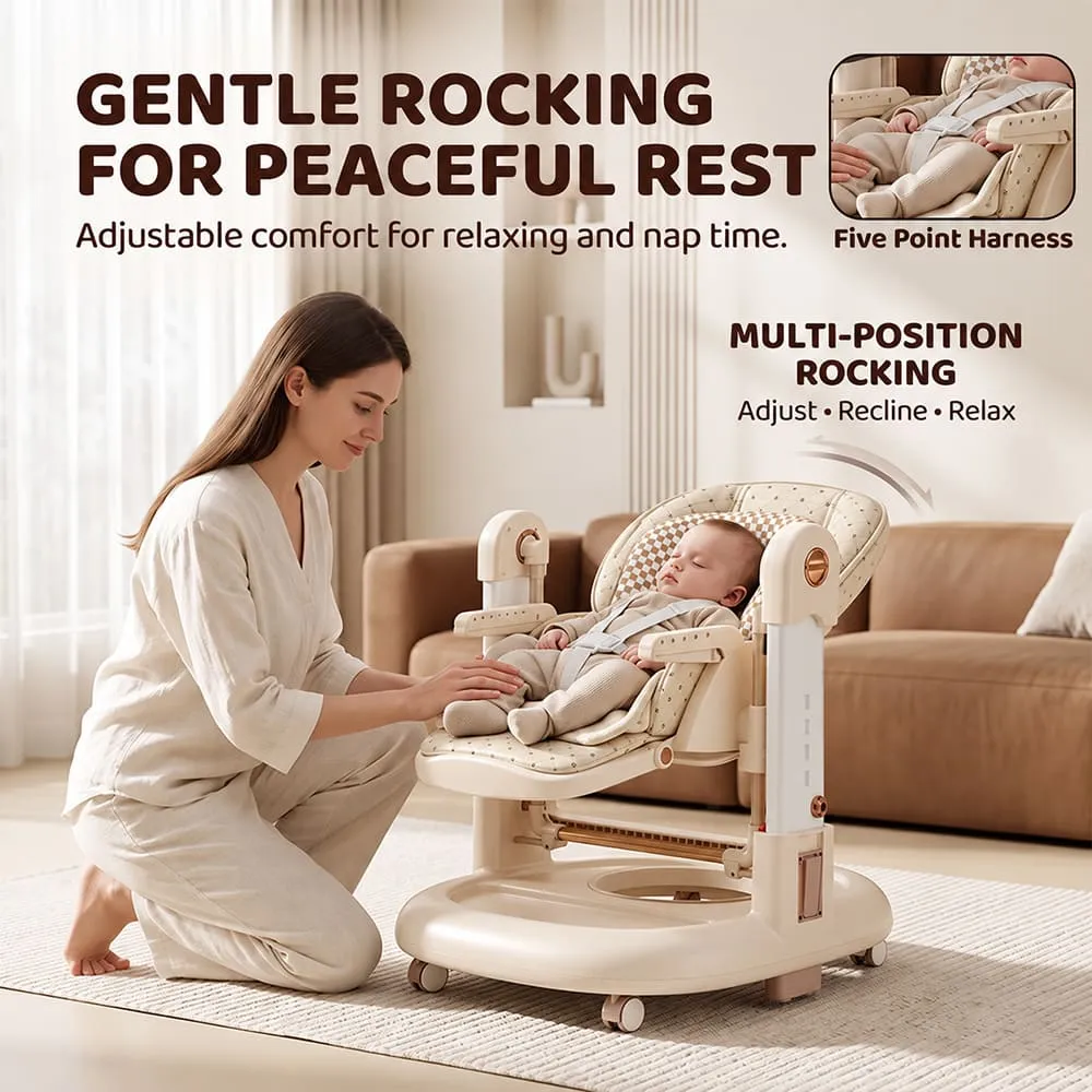 rocking features inbuilt with Tinytrek 3 in 1 Modular Baby High Chair Khaki
