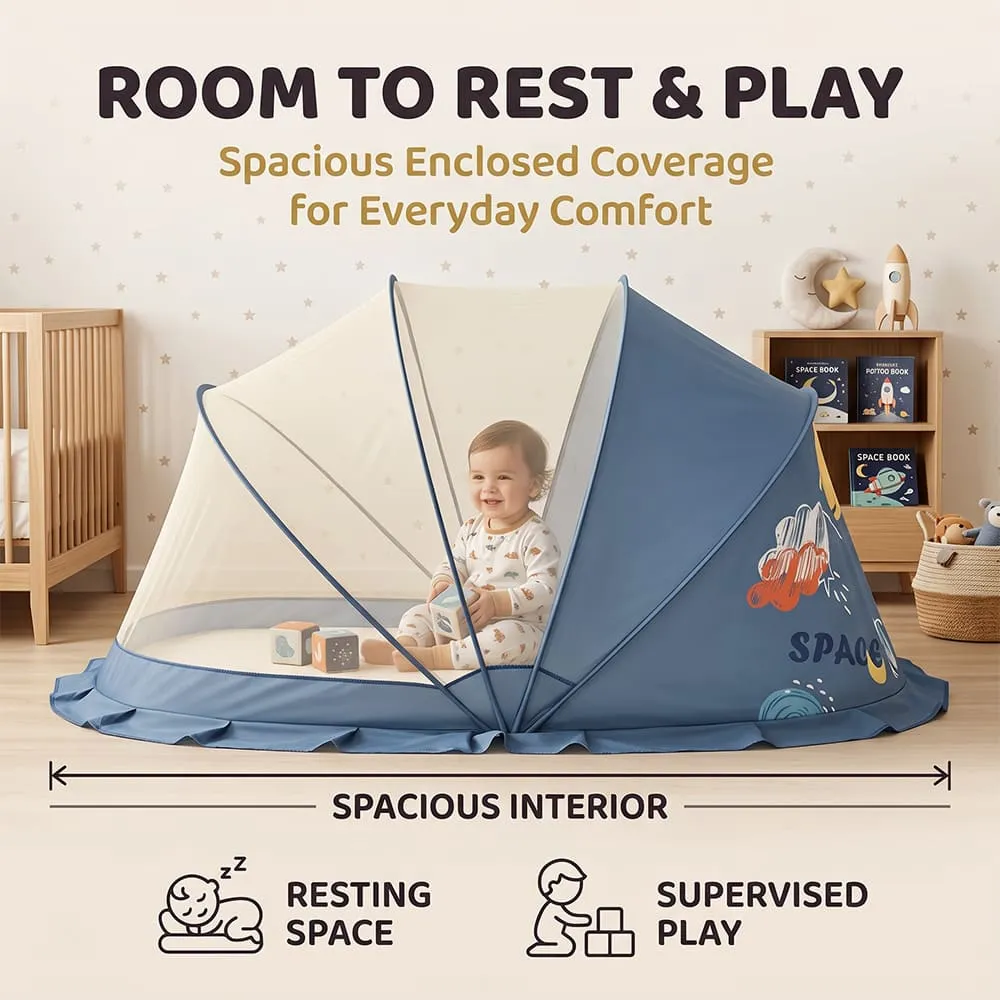 room to rest and play baby mosquito net foldable canopy style blue