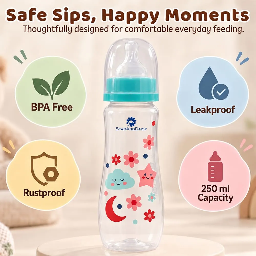 safe sip Plastic feeding bottle slim neck 250ml green