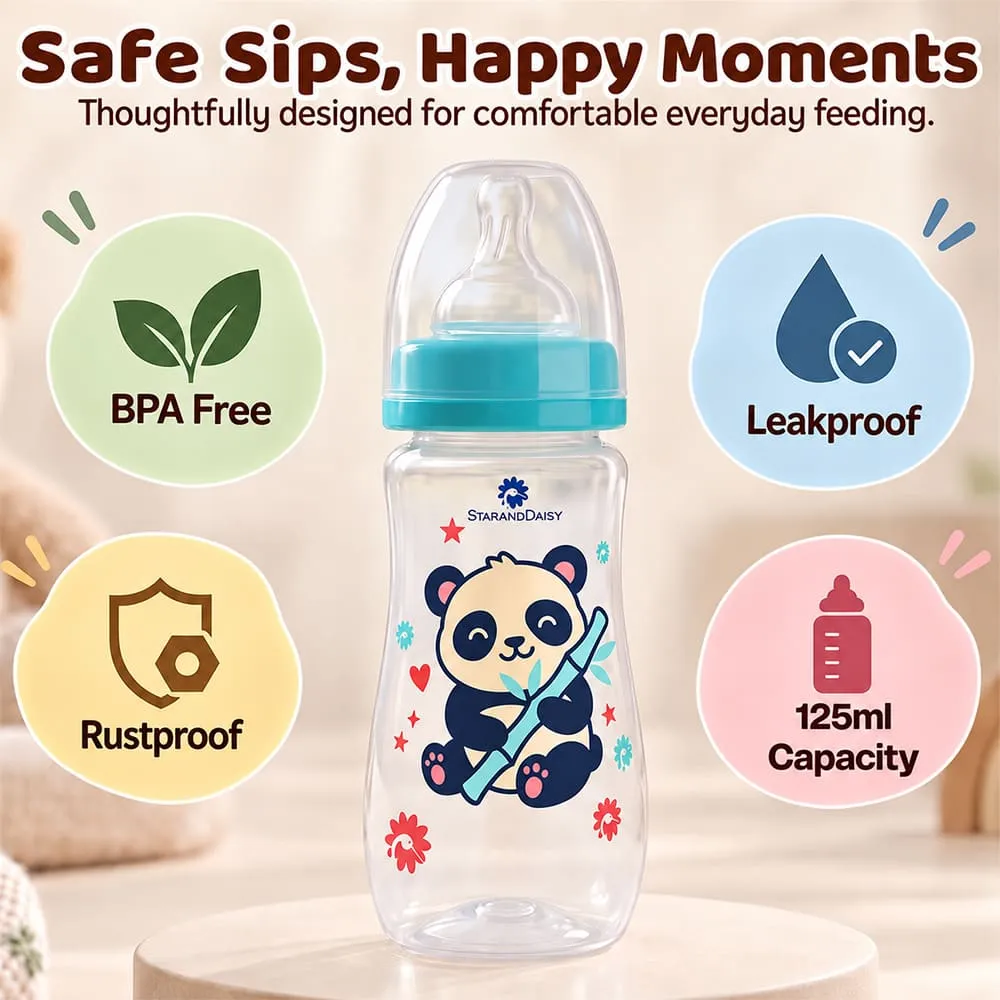 safe sips 125ml feeding bottle blue