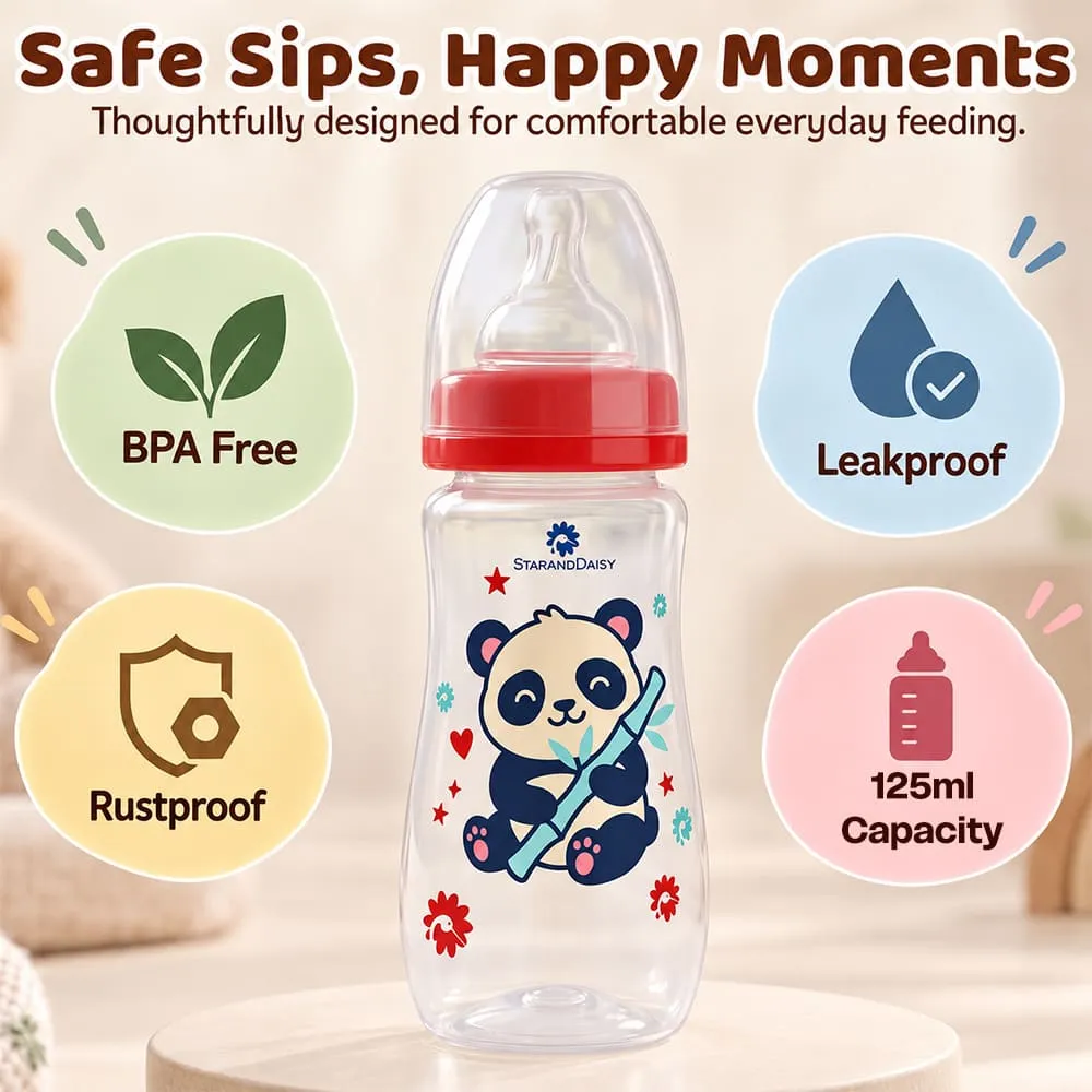 safe sips 125ml feeding bottle red