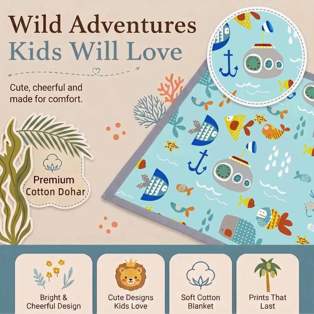 sea adventure Cotton Dohar Ocean print