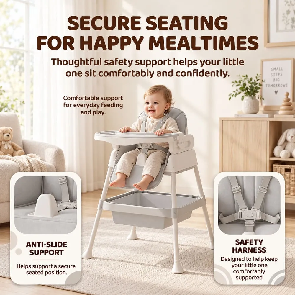 secure seating StarDine Baby High Chair Grey