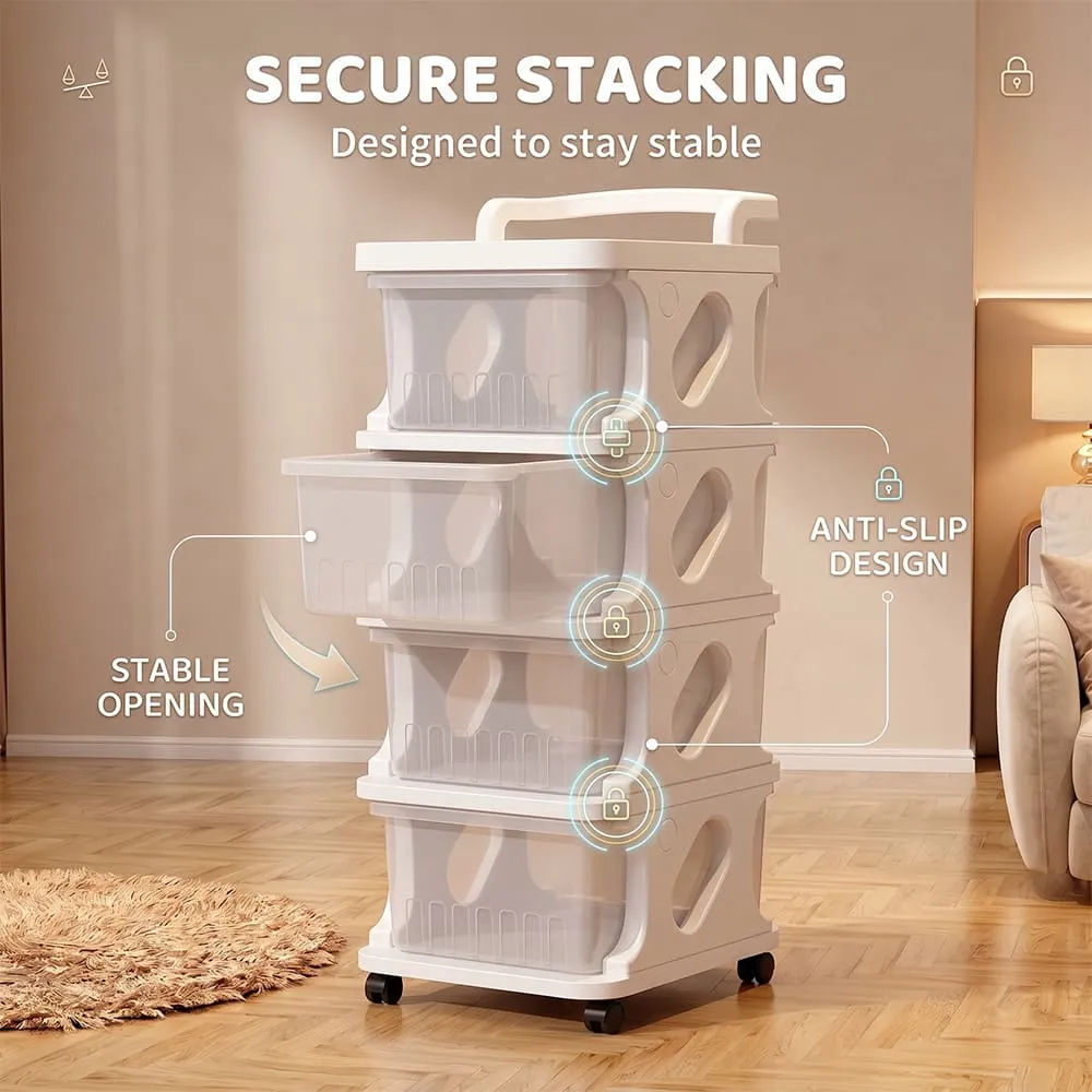 secure stacking TotsTidy Storage Cart and Cabinet White