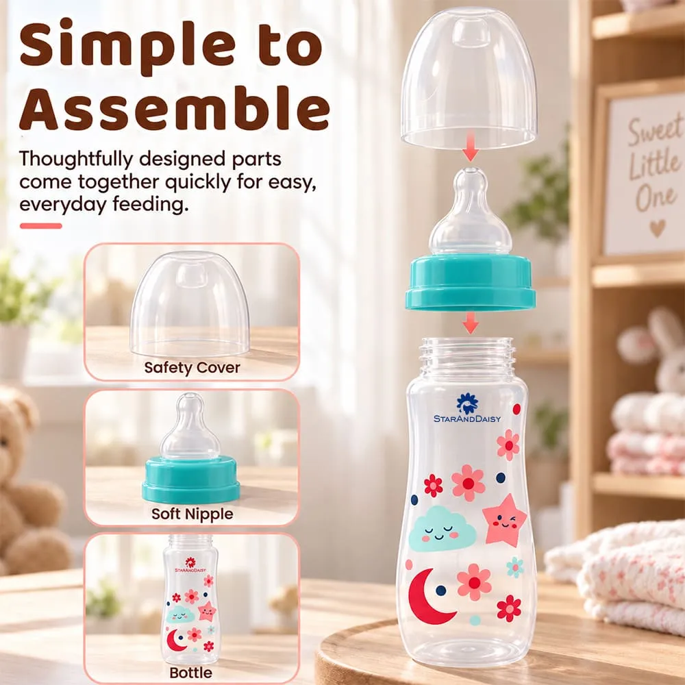 simple assemble Plastic feeding bottle slim neck 250ml green