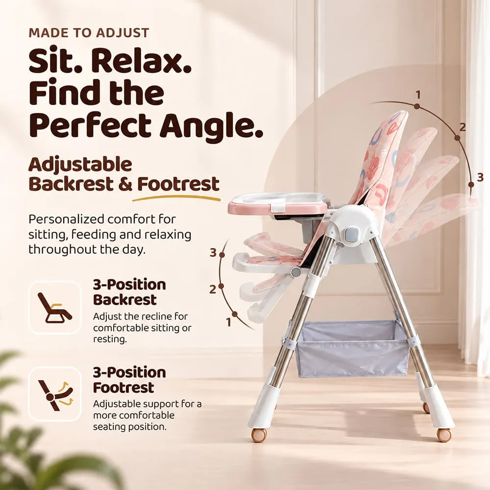 sit relax recline chair Galaxy high chair pink