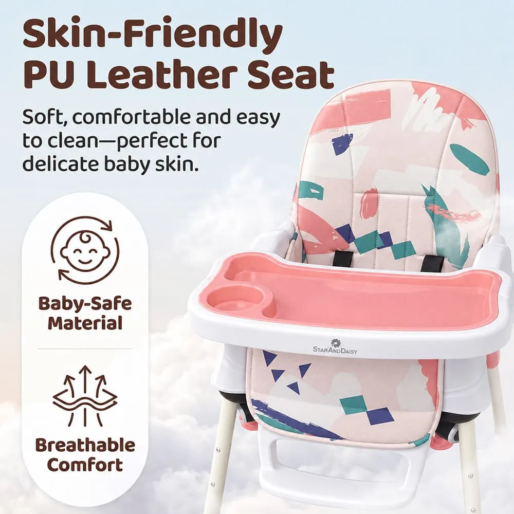 skin friendly 4 in 1 High Chair printed pink