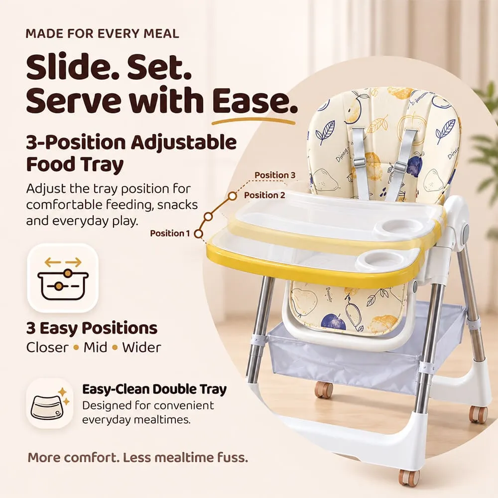 slide set and serve Galaxy high chair yellow