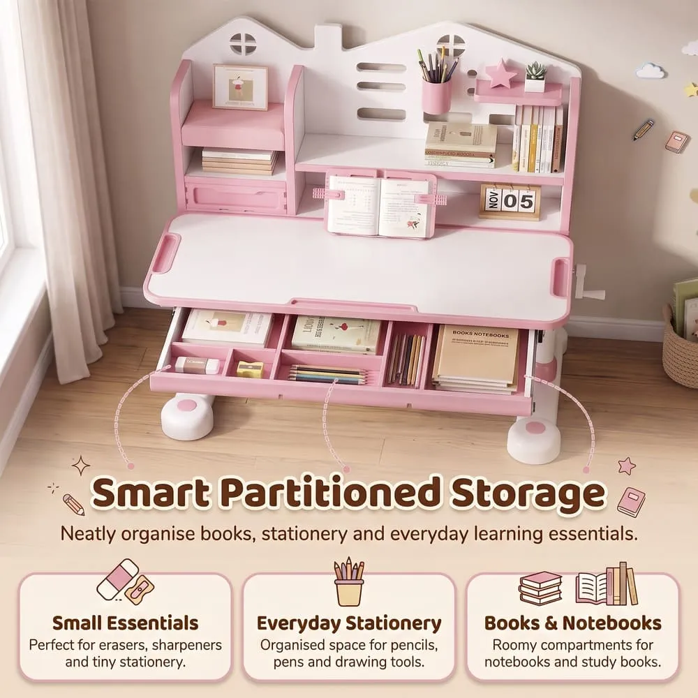smart aprtitioned storage with Smart Kids Study Table 603 Pink
