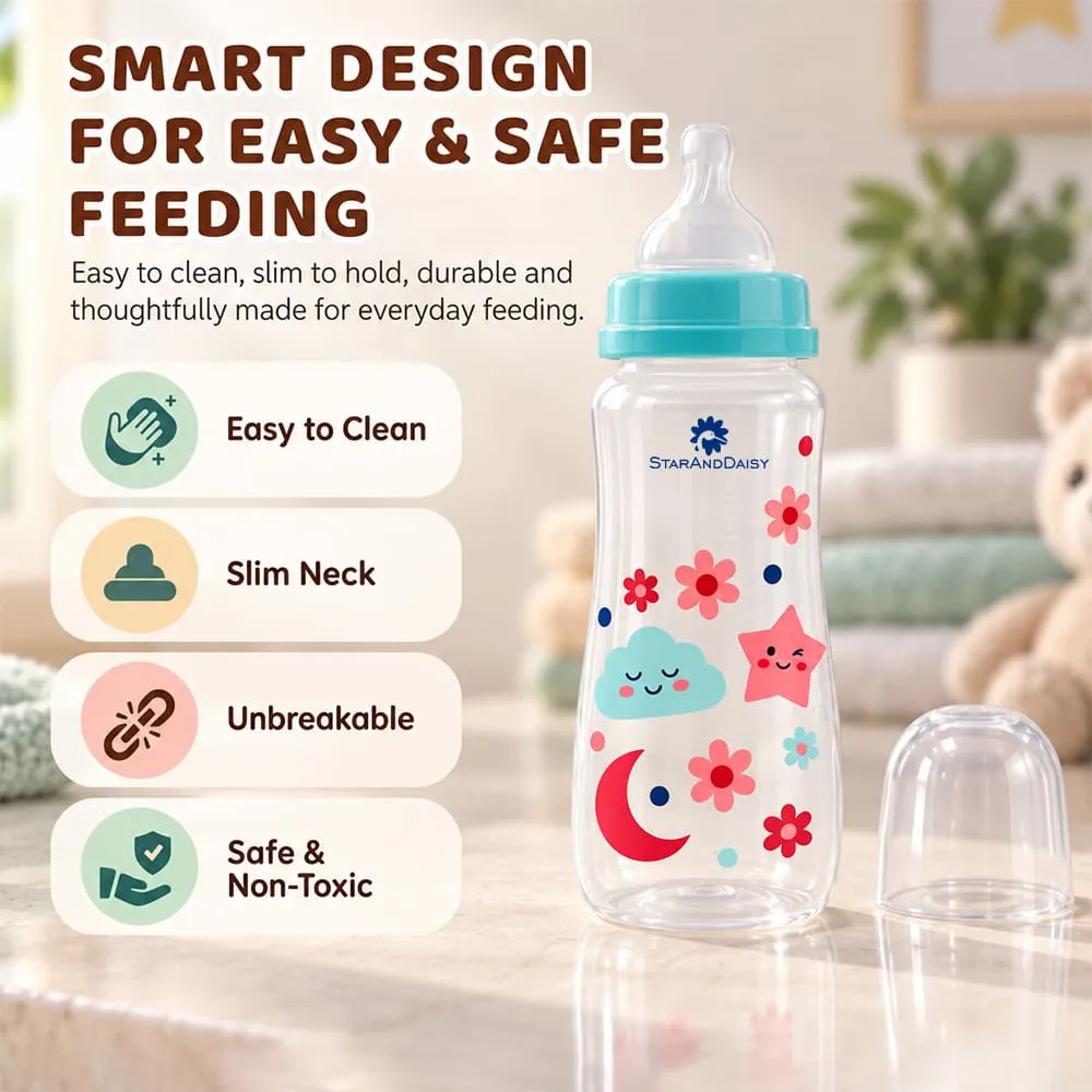 smart design Plastic feeding bottle slim neck 250ml green