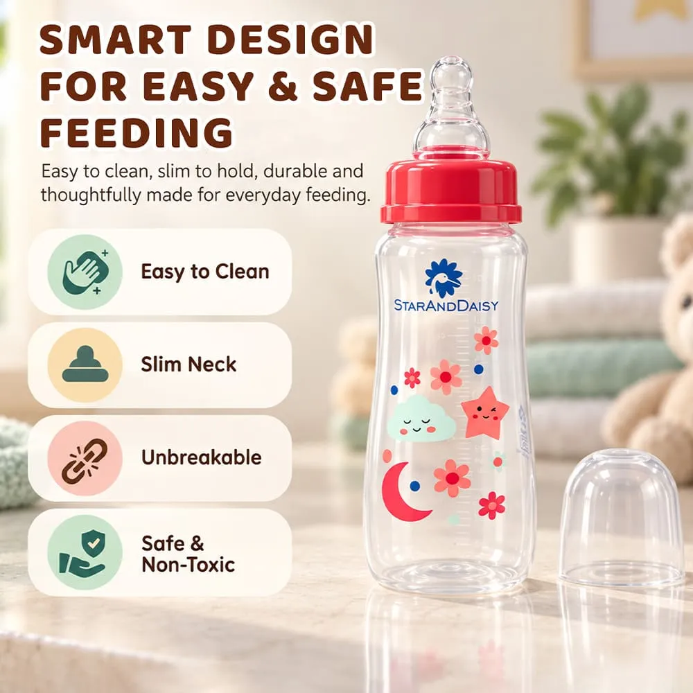 smart design Plastic feeding bottle slim neck 250ml red
