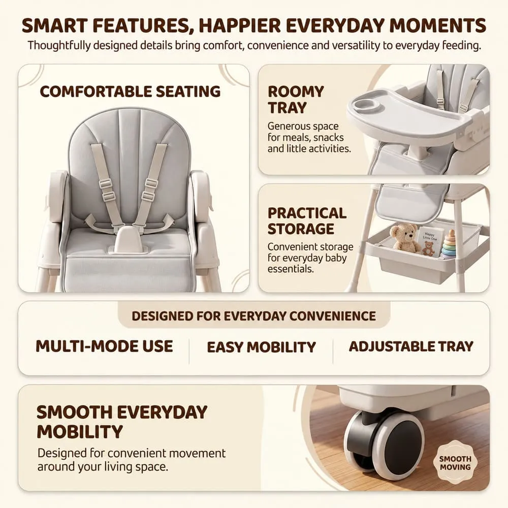 smart features StarDine Baby High Chair Grey