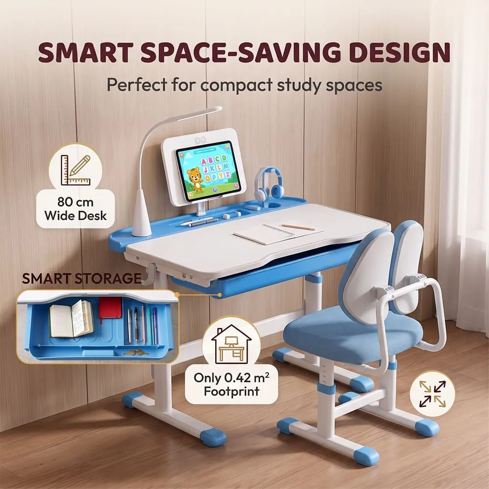 smart space saving design multi functional Kids STudy table Blue