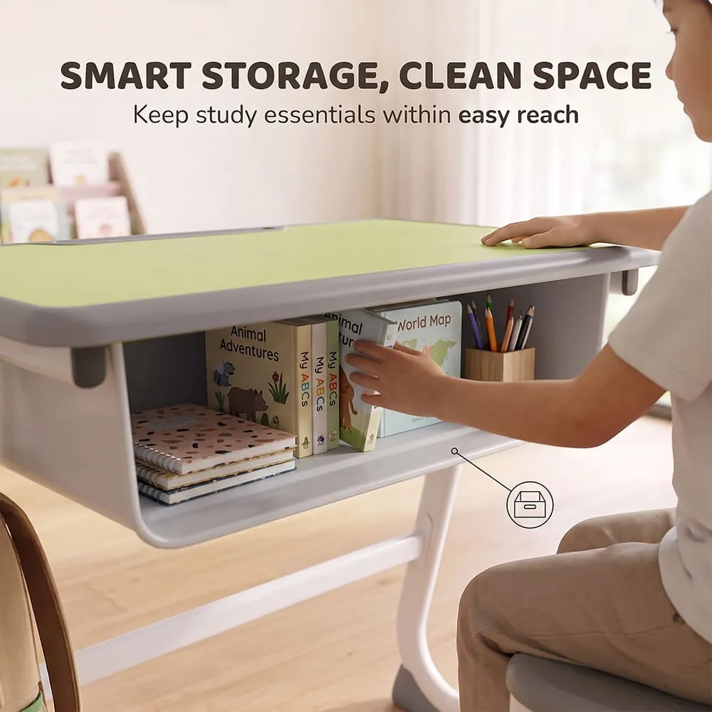 smart storage with Smart Kids Study table light green