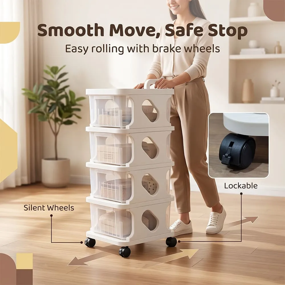 smooth move safe stop TotsTidy Storage Cart and Cabinet White