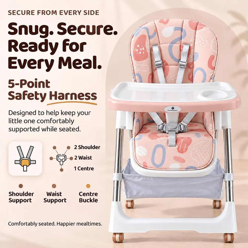 snug and secure Galaxy high chair pink