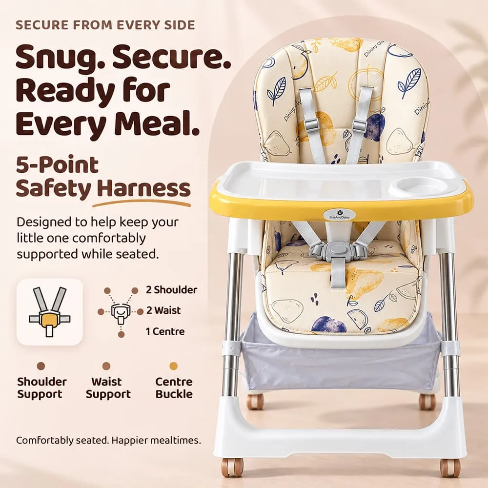 snug secure Galaxy high chair yellow