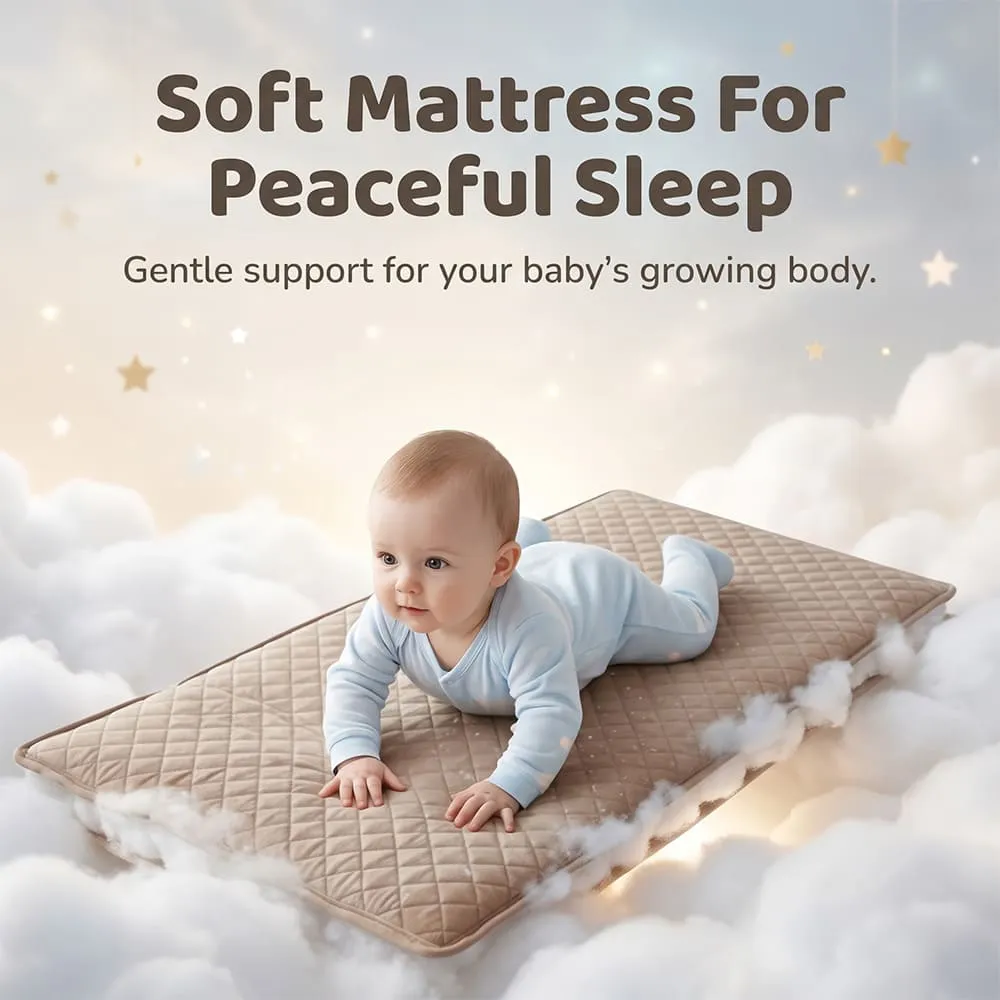 soft mattress Cozycove Baby Crib Light brown