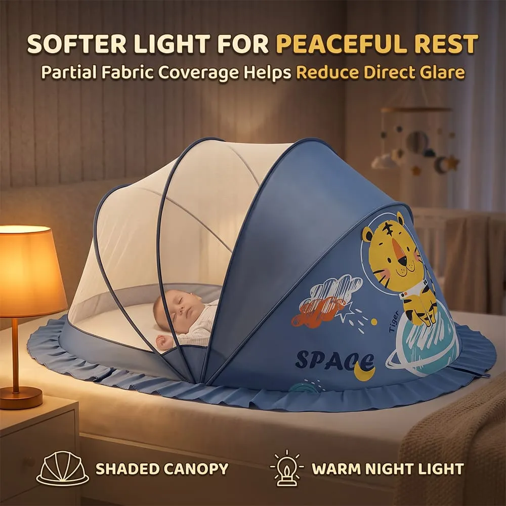 softer light baby mosquito net foldable canopy style blue