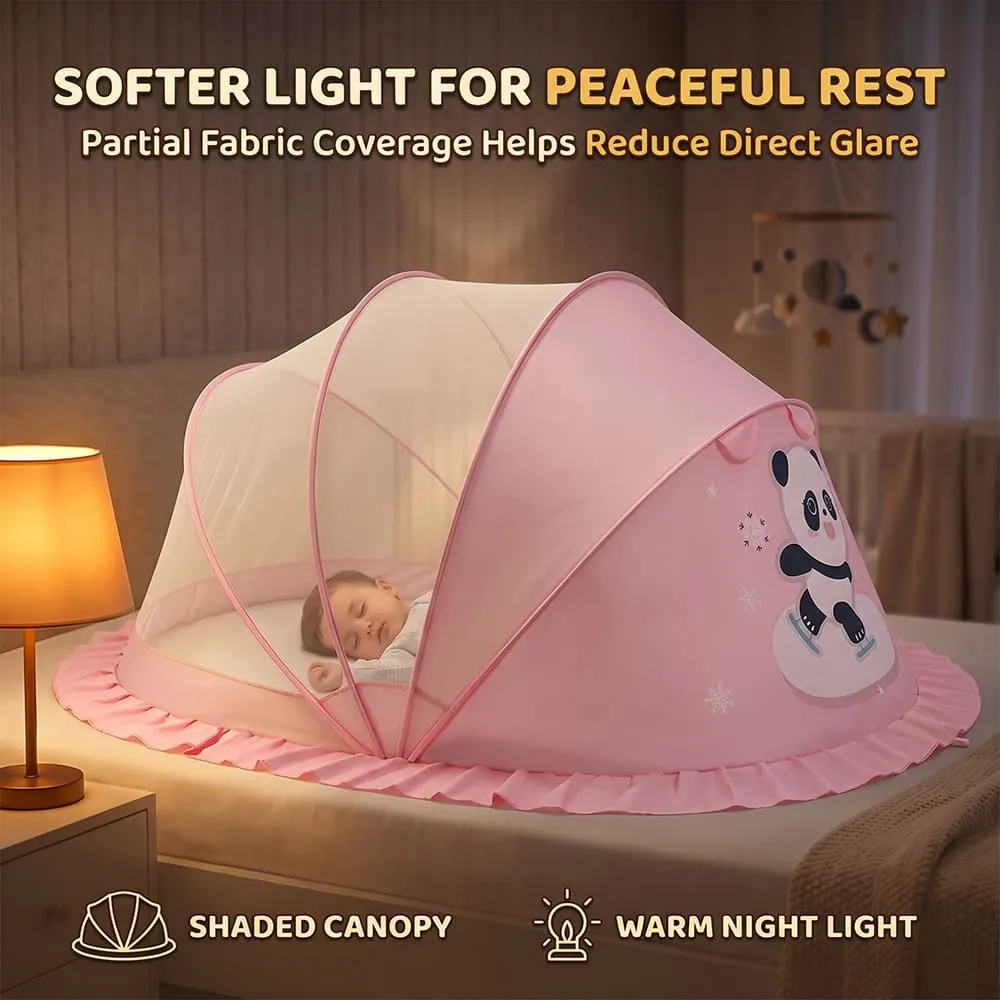 softer light baby mosquito net foldable canopy style pink