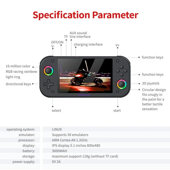 specifications of Cubonic VividGo M26 Retro Handheld Game Console black