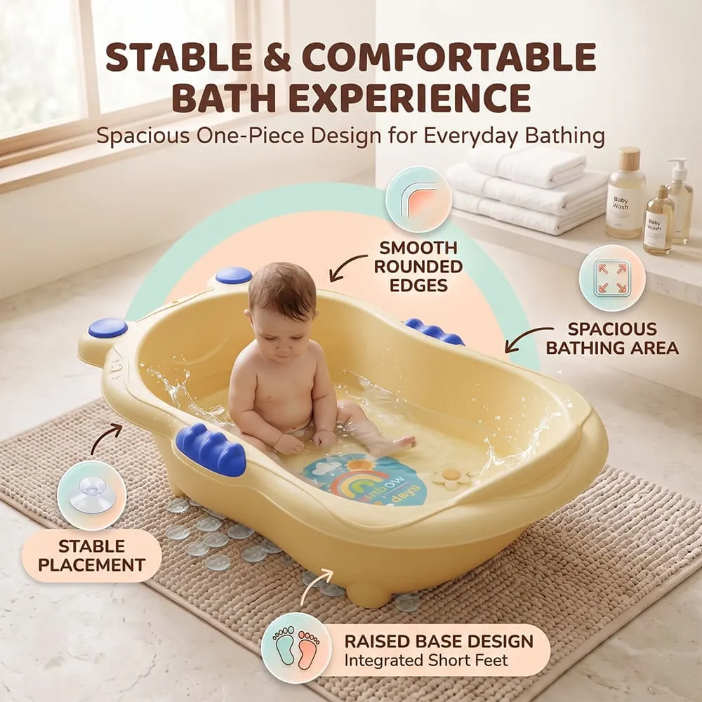 stable and comfortable Aqua Nest Baby Bathtub without leg without Wheel yellow blue
