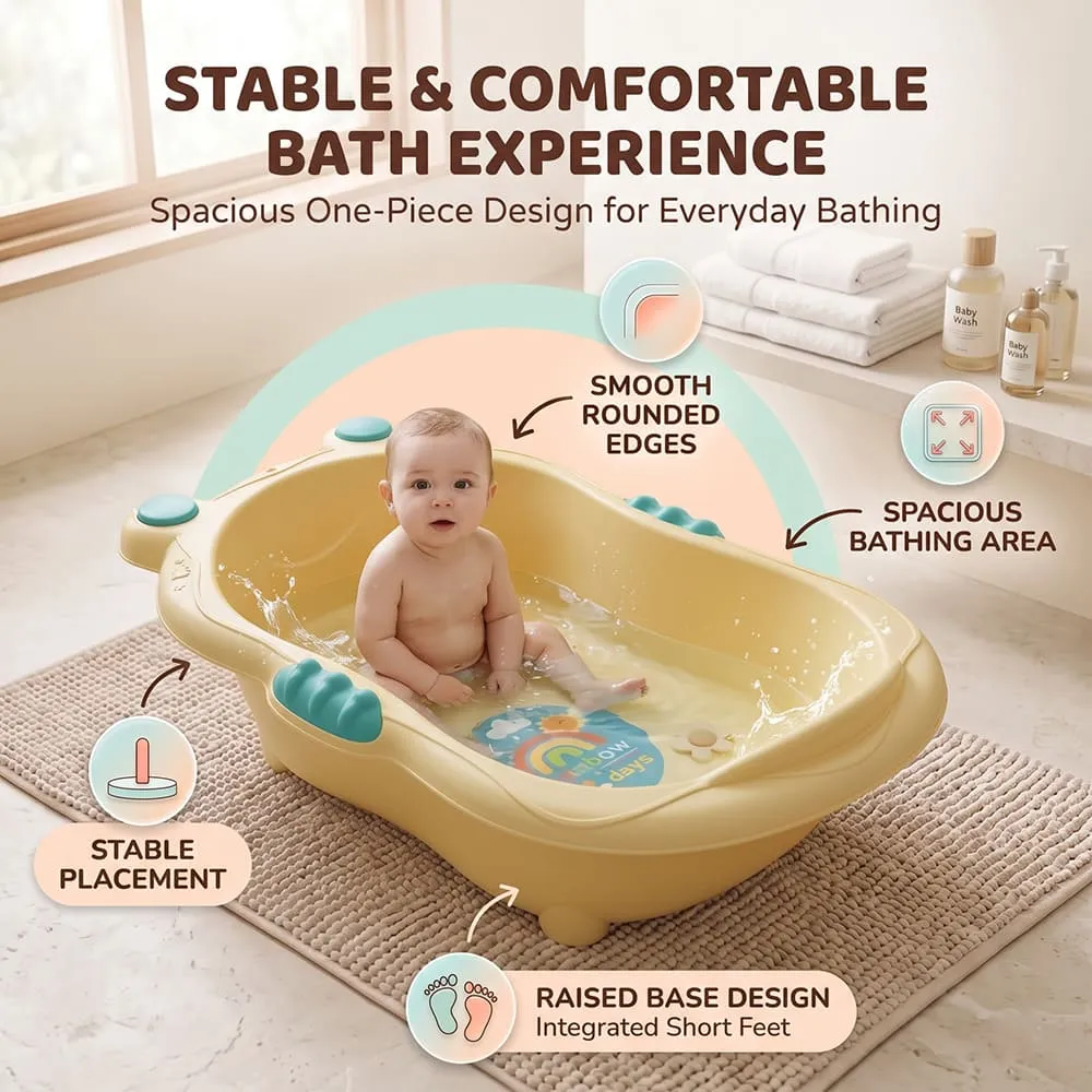 stable comfortable Aqua Nest Baby Bathtub without leg without Wheel yellow green