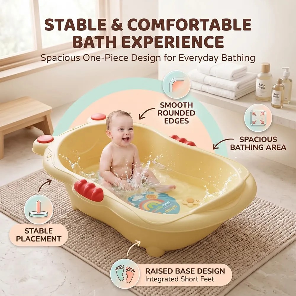 stable comfortable Aqua Nest Baby Bathtub without leg without Wheel yellow red