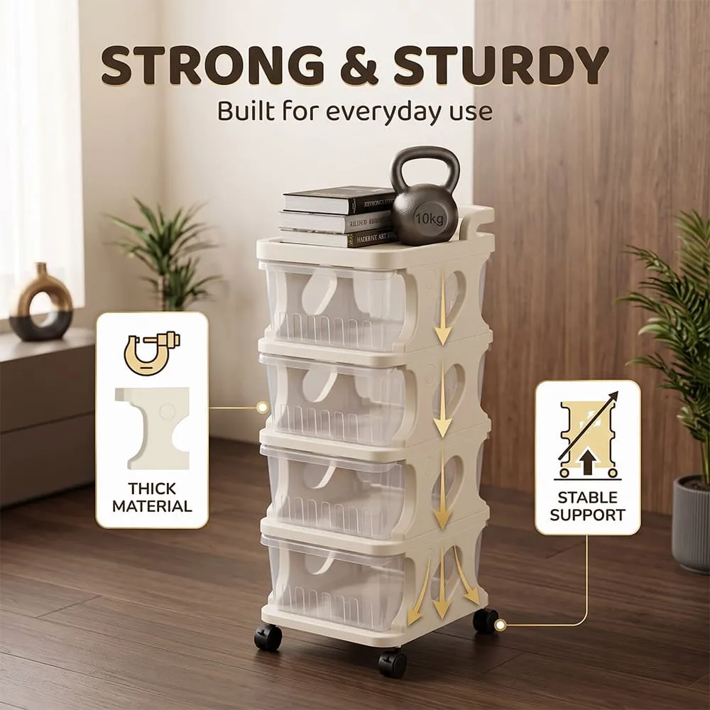 strong material TotsTidy Storage Cart and Cabinet White
